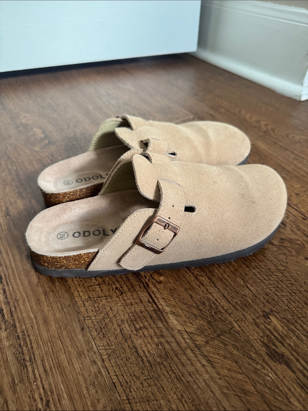 Women's Suede Slip-On Mules in Light Beige